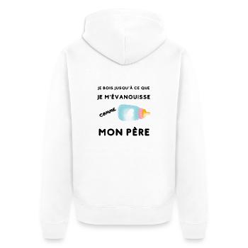 Je bois jusqu'à ce que je m'évanouisse comme père - Veste à capuche bio Premium Unisexe - blanc - Dos - Thijin (182cm)