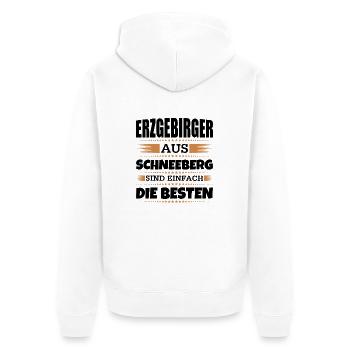 Erzgebirger aus Schneeberg - Unisex Premium Bio Zip Hoodie - Weiß - Hinten - Thijin (182cm)