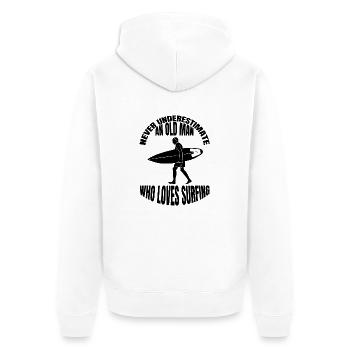 Female surfer riding waves surfing surfboard surfing instructor - Unisex Premium Organic Zip Hoodie - white - Back - Thijin (182cm)
