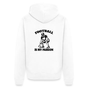 American Football Footballfan Footballtrainer - Unisex Premium Bio Zip Hoodie - Weiß - Hinten - Thijin (182cm)