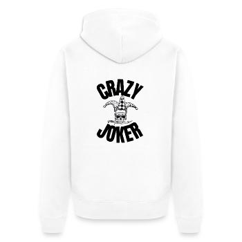 Crasy Joker, Crazy, Geschenk Mann, Frau, Humor - Unisex Premium Bio Zip Hoodie - Weiß - Hinten - Thijin (182cm)