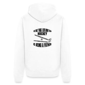 Hockey Hockeyspieler Feldhockey Geschenk Unihockey - Unisex Premium Bio Zip Hoodie - Weiß - Hinten - Thijin (182cm)