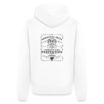 Oktober 1963: 60 Jahre, Whisky, Gin, Rum - Unisex Premium Bio Zip Hoodie - Weiß - Hinten - Thijin (182cm)
