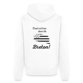 t-shirt humoristique, cadeau homme femme, Bretagne - Veste à capuche bio Premium Unisexe - blanc - Dos - Thijin (182cm)