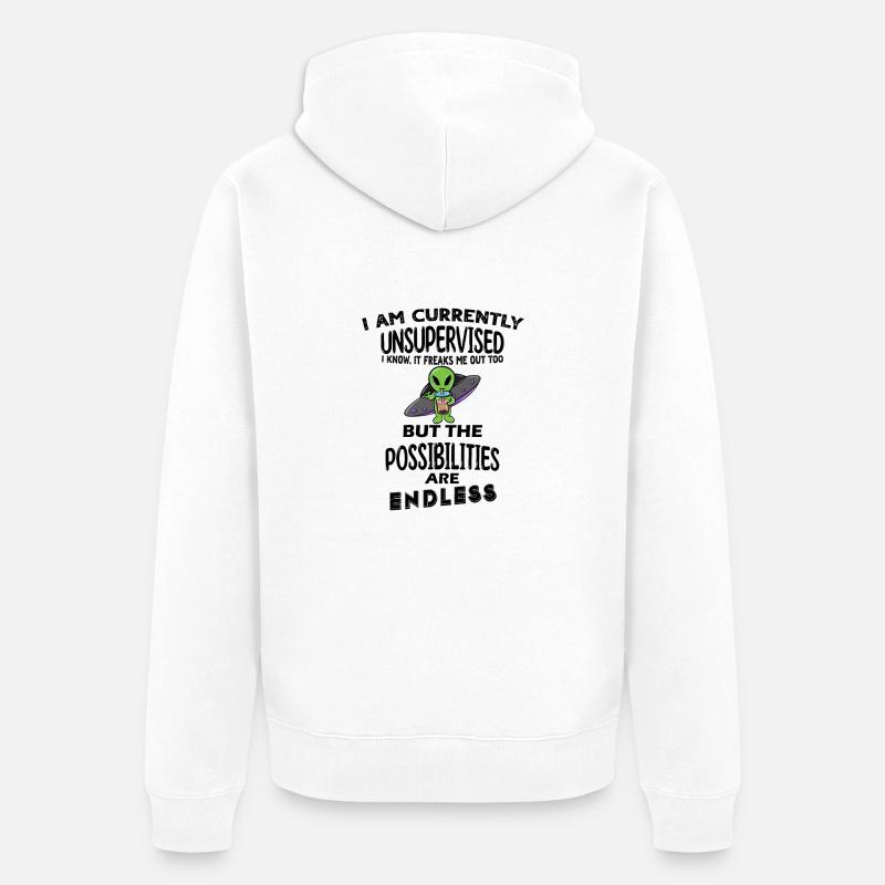 I am currently unsupervised - Unisex Premium Bio Zip Hoodie - Weiß