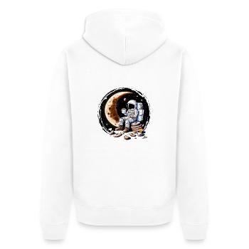 Astronaut trinkt Kaffee auf dem Mond - Unisex Premium Bio Zip Hoodie - Weiß - Hinten - Thijin (182cm)
