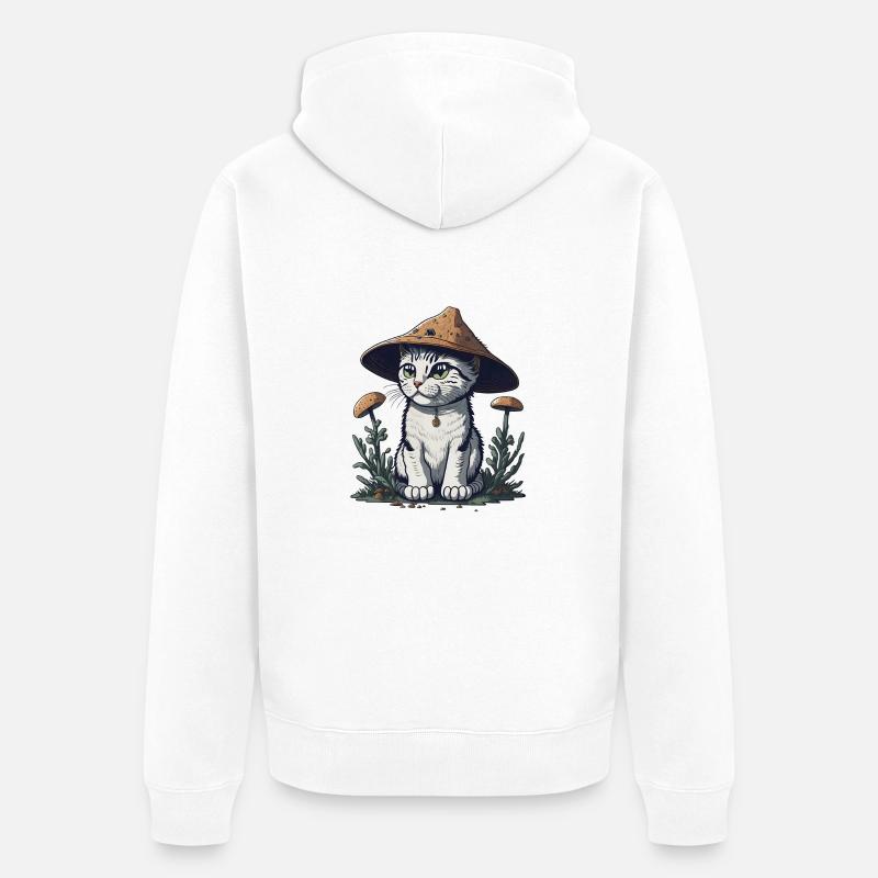 Chat champignon - Veste à capuche bio Premium Unisexe - blanc