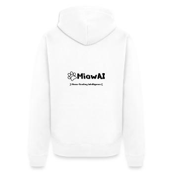 MiawAI, Meow-tivating Intelligence - Unisex Premium Organic Zip Hoodie - white - Back - Thijin (182cm)