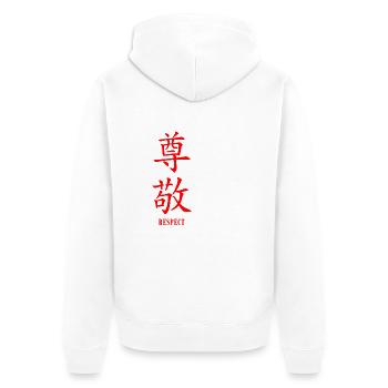 Respect en japonais - Veste à capuche bio Premium Unisexe - blanc - Dos - Thijin (182cm)
