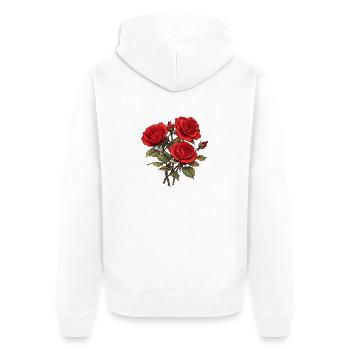 Cool Red Roses Lover 3 Rote Blumen Humor Vintage - Unisex Premium Bio Zip Hoodie - Weiß - Hinten - Thijin (182cm)