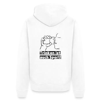 Trinken ist auch Sport! Party, Mallorca, JGA! - Unisex Premium Bio Zip Hoodie - Weiß - Hinten - Thijin (182cm)