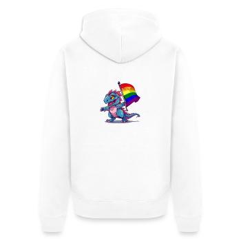 Stolz Dinosaurier LGBT Schwul Lesbisch Transgender Cool - Unisex Premium Bio Zip Hoodie - Weiß - Hinten - Thijin (182cm)