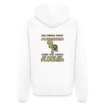 lustiger Spruch Nicht Aufgeben Läufer Schildkröte - Unisex Premium Bio Zip Hoodie - Weiß - Hinten - Thijin (182cm)