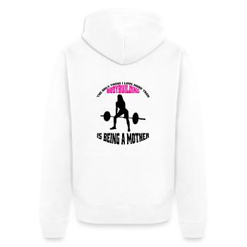 Bodybuilding Fitness Sportler Mama Fitnesssport - Unisex Premium Bio Zip Hoodie - Weiß - Hinten - Thijin (182cm)