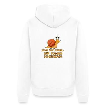 This is Paul, we jog together, - Unisex Premium Organic Zip Hoodie - white - Back - Thijin (182cm)