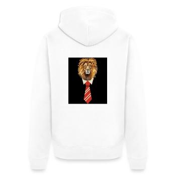 Löwen Designer T-Shirt - Unisex Premium Bio Zip Hoodie - Weiß - Hinten - Thijin (182cm)