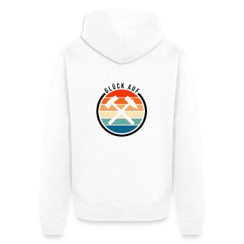 Glück auf Arzgebirg - Unisex Premium Bio Zip Hoodie - Weiß - Hinten - Thijin (182cm)