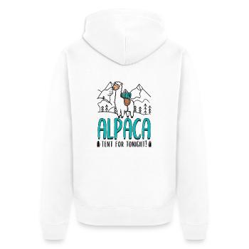 alpaca tent for tonight! - Unisex Premium Bio Zip Hoodie - Weiß - Hinten - Thijin (182cm)
