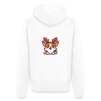 Corgi de Noël - Veste à capuche bio Premium Unisexe - blanc - Dos - Thijin (182cm)