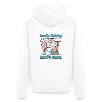 Das Kerzenmachen ist mein glücklicher Ort. - Unisex Premium Bio Zip Hoodie - Weiß - Hinten - Thijin (182cm)