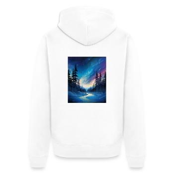 Wikinger: eiskalte Polarnacht mit Nordlichtern - Unisex Premium Organic Zip Hoodie - white - Back - Thijin (182cm)