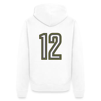 12 - Unisex Premium Bio Zip Hoodie - Weiß - Hinten - Thijin (182cm)