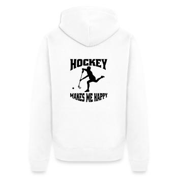 Hockey sur gazon cadeau Floorball Joueur de hockey - Veste à capuche bio Premium Unisexe - blanc - Dos - Thijin (182cm)