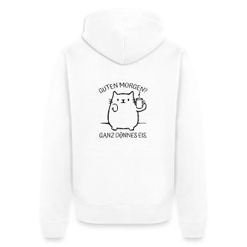 faule Katze Spruch Spruch Geschenk Idee Kätzchen - Unisex Premium Bio Zip Hoodie - Weiß - Hinten - Thijin (182cm)