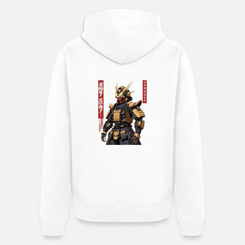 Robot samouraï - Veste à capuche bio Premium Unisexe - blanc