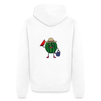 Melons, Jardinier, Agriculteur, Jardinage, Jardinier amateur, Fruits - Veste à capuche bio Premium Unisexe - blanc - Dos - Thijin (182cm)