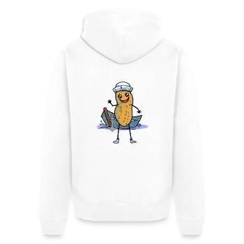 Maritime Peanut Sailor Boat Ahoy Captain - Unisex Premium Organic Zip Hoodie - white - Back - Thijin (182cm)