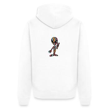 Alien Signe De Paix Main Classique Rétro Drôle UFO Jeu De Mots - Veste à capuche bio Premium Unisexe - blanc - Dos - Thijin (182cm)