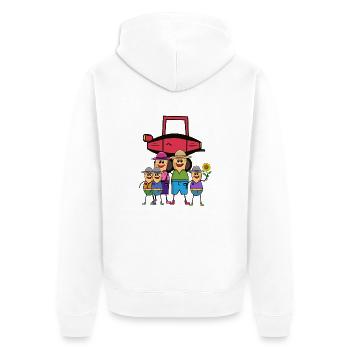 Cacahuète Famille Enfants Voiture Voiture Chauffeur Excursion - Veste à capuche bio Premium Unisexe - blanc - Dos - Thijin (182cm)