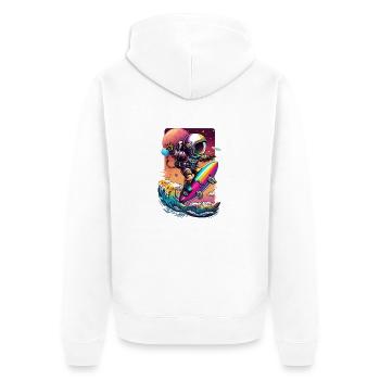 Astronaut Surfing Cosmic Waves Space Explorer - Unisex Premium Bio Zip Hoodie - Weiß - Hinten - Thijin (182cm)