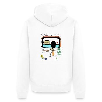 cacahuète camping caravane vacances noix - Veste à capuche bio Premium Unisexe - blanc - Dos - Thijin (182cm)