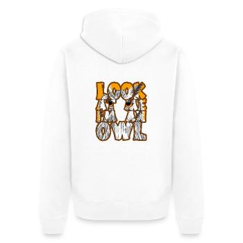 Regarde-moi Je suis un hibou Oiseaux de proie nocturnes Cool - Veste à capuche bio Premium Unisexe - blanc - Dos - Thijin (182cm)