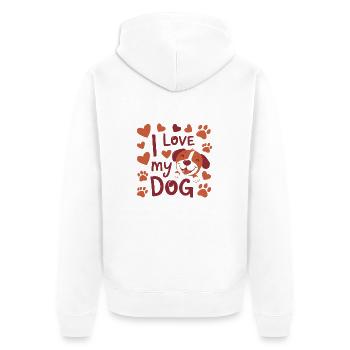 J’AIME MON CHIEN - Veste à capuche bio Premium Unisexe - blanc - Dos - Thijin (182cm)