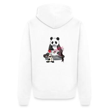 Panda Panda Bear Asia China Mountains Mountains Nature - Unisex Premium Organic Zip Hoodie - white - Back - Thijin (182cm)