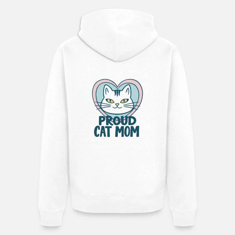 FIÈRE MAMAN CHAT - Veste à capuche bio Premium Unisexe - blanc
