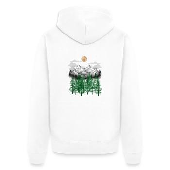 Gebirge Wald Natur Berge Fichten Baum - Unisex Premium Bio Zip Hoodie - Weiß - Hinten - Thijin (182cm)