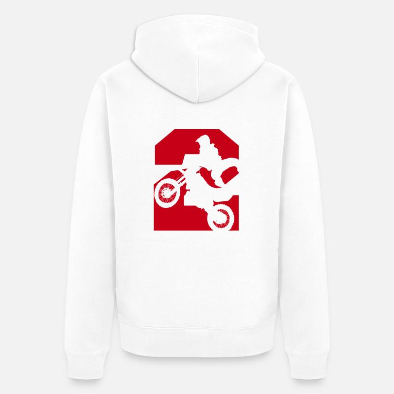 Moto 2 motard - Veste à capuche bio Premium Unisexe - blanc