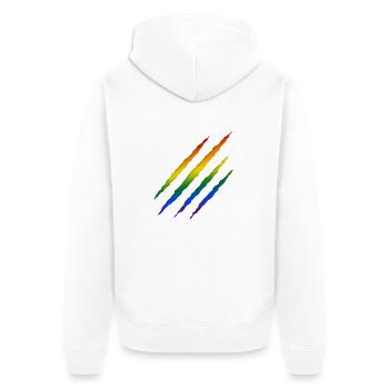 Regenbogen LGBT - Unisex Premium Bio Zip Hoodie - Weiß - Hinten - Thijin (182cm)