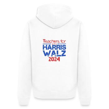 Teacher for Harris Walz 2024 - Unisex Premium Organic Zip Hoodie - white - Back - Thijin (182cm)