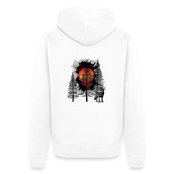 Wolf Wölfe mystisch Wald Waldtiere Märchen - Unisex Premium Bio Zip Hoodie - Weiß - Hinten - Thijin (182cm)