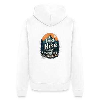 MACHEN SIE EINE WANDERUNG FINDEN SIE IHR ABENTEUER - Unisex Premium Bio Zip Hoodie - Weiß - Hinten - Thijin (182cm)