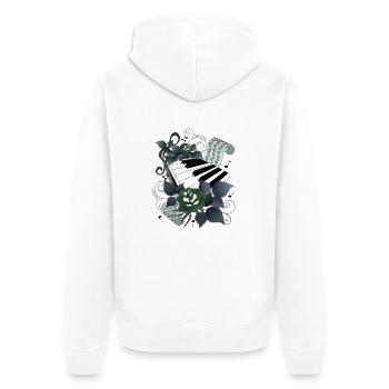 Piano with roses grey-blue - Unisex Premium Organic Zip Hoodie - white - Back - Thijin (182cm)