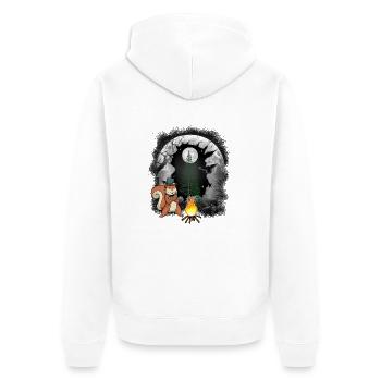 Feuer Lagerfeuer Waldbewohner Eichhörnchen Mond - Unisex Premium Bio Zip Hoodie - Weiß - Hinten - Thijin (182cm)