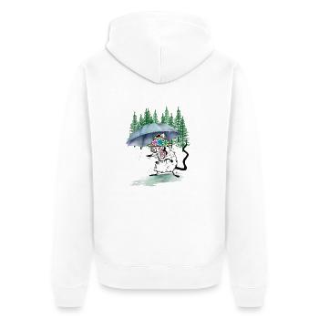 Hiking Mouse Umbrella Hike Forest Nature - Unisex Premium Organic Zip Hoodie - white - Back - Thijin (182cm)