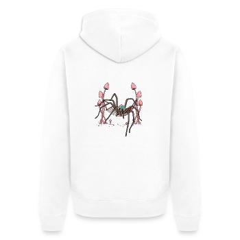 Spider Hanging Hammock Spider Web - Unisex Premium Organic Zip Hoodie - white - Back - Thijin (182cm)