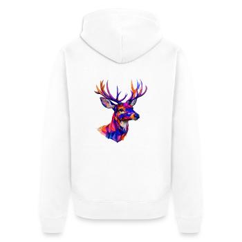 Cerf, le roi de la forêt - Veste à capuche bio Premium Unisexe - blanc - Dos - Thijin (182cm)